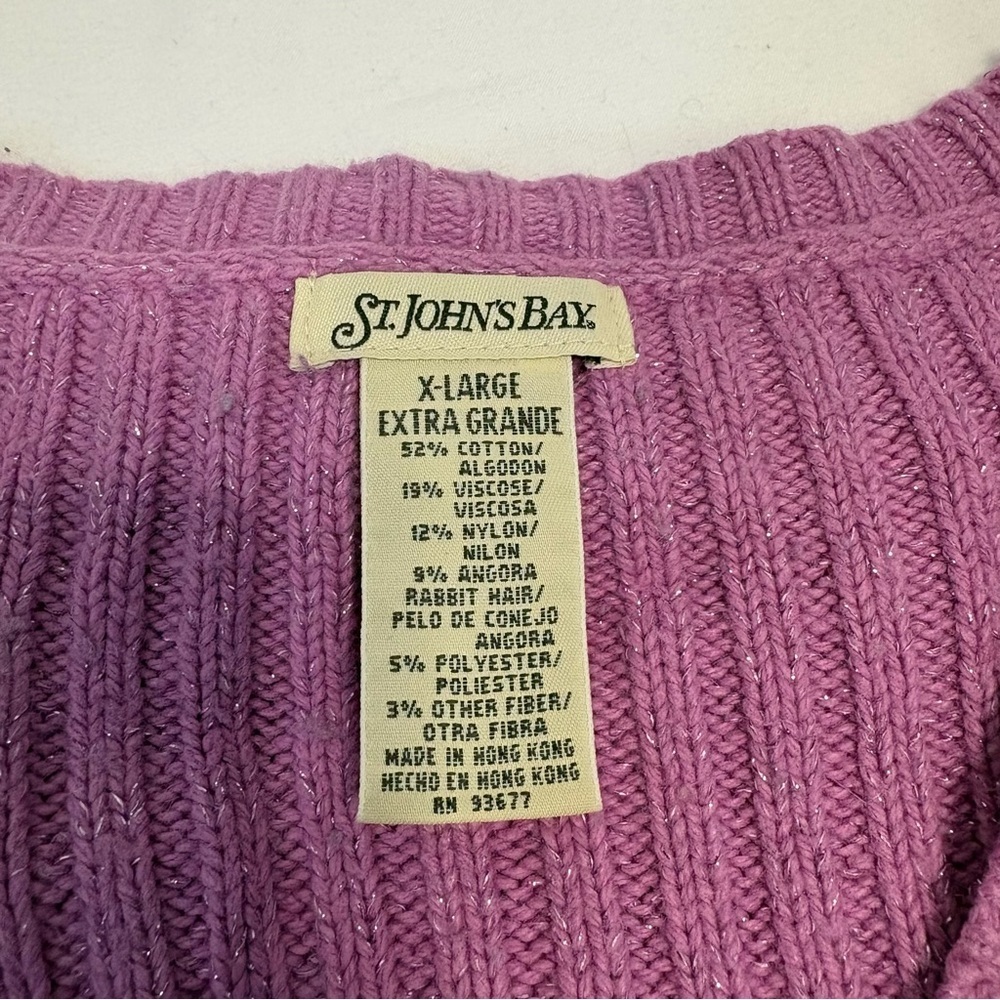 St. John’s Bay Cable Knit Sweater Sparkley Cotton Viscose Nylon Angora Blend - Picture 3 of 9